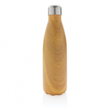 Logotrade Firmengeschenke das Foto: Vakuumisolierte Stainless Steel Flasche mit Holzoptik