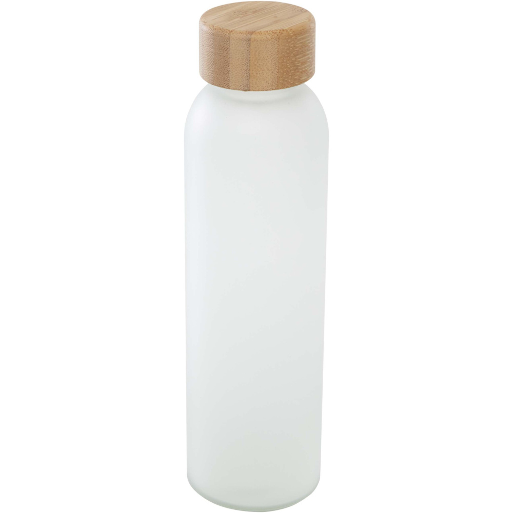 Logotrade werbemittel das Foto: Lume 500 ml Flasche aus mattiertem Kalknatronglas mit Bambusdeckel