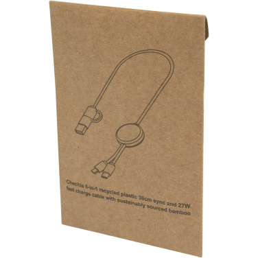 Logotrade Firmengeschenke das Foto: Citala 30 cm 5-in-1 Kabel aus recyceltem Kunststoff für Datenübertragung und 27W Schnellladung