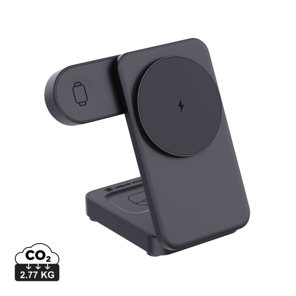 Logotrade Firmengeschenke das Foto: Urban Vitamin Arcadia 15W 3in1 Magnet-Charger aus RCS rABS