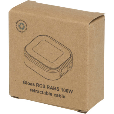 Logotrade Werbeartikel das Foto: Gloas Aufrollbares 5 in 1 Kabel aus Recyclingmaterial mit Datensynchronisierung und 100 W Schnellladefunktion sowie Smartphone Toolkit