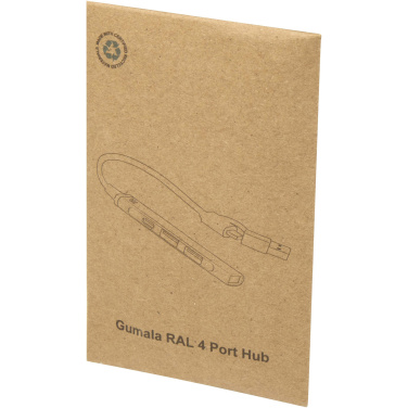 Logotrade werbemittel das Foto: Alkaid 4 Port Hub aus recyceltem Aluminium mit USB-A- und Typ-C-Anschlüssen und zwei Eingängen