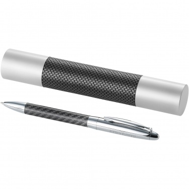 Logo trade advertising products image of: Winona ballpoint pen with carbon fibre details