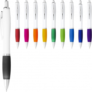 Logo trade business gifts image of: Nash ballpoint pen with white barrel and coloured grip
