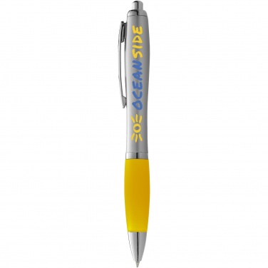 Logo trade promotional products picture of: Nash ballpoint pen silver barrel and coloured grip