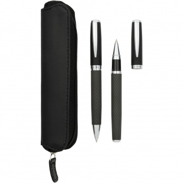 Logo trade promotional gifts picture of: Carbon duo pen gift set with pouch