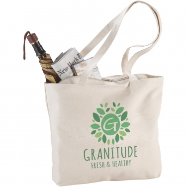 Logo trade corporate gifts picture of: Ningbo 320 g/m² zippered cotton tote bag 15L