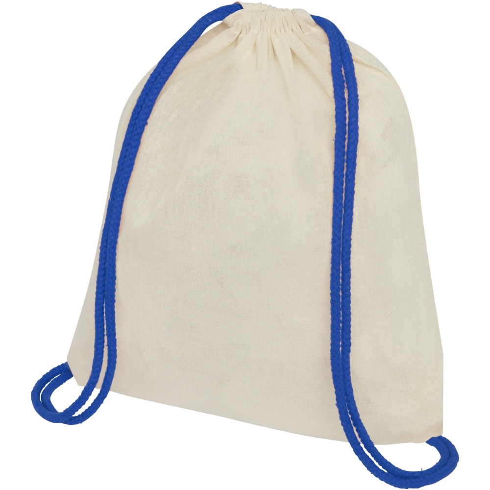 Logo trade promotional merchandise photo of: Oregon 100 g/m² cotton drawstring bag with coloured cords 5L