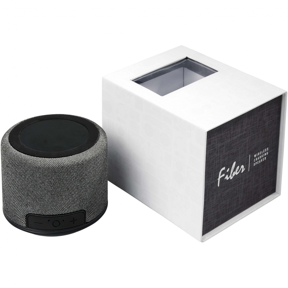 Logo trade business gifts image of: Fiber 3W wireless charging Bluetooth® speaker