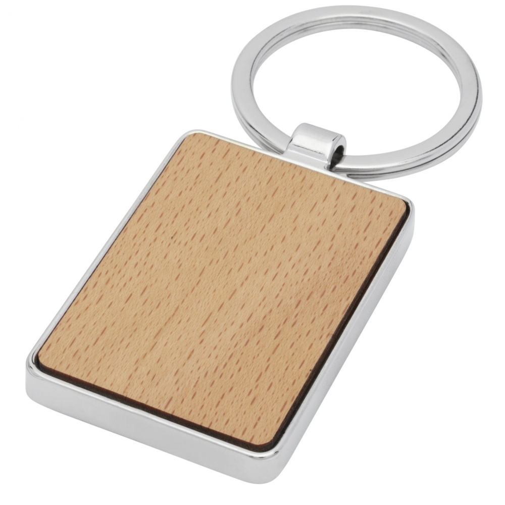 Logo trade promotional items image of: Mauro beech wood rectangular keychain
