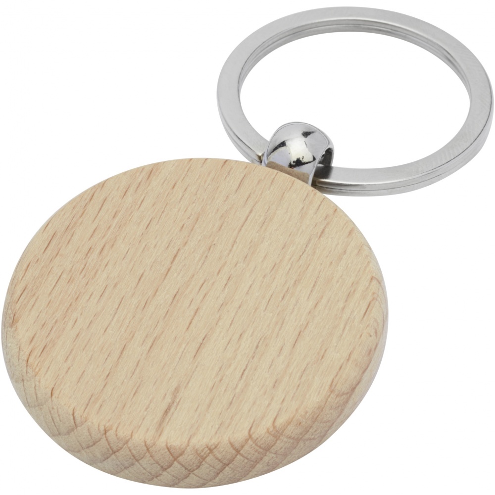 Logo trade promotional merchandise photo of: Giovanni beech wood round keychain