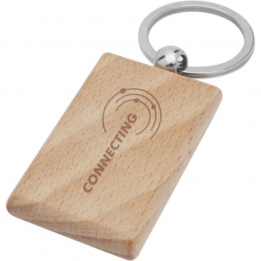 Logo trade promotional item photo of: Gian beech wood rectangular keychain