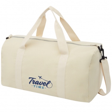 Logotrade advertising product image of: Pheebs 450 g/m² recycled cotton and polyester duffel bag 24L