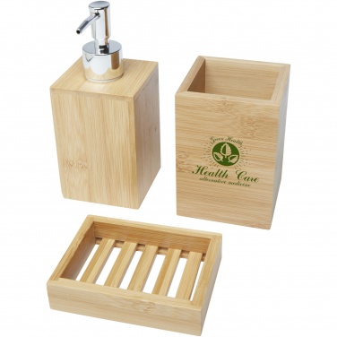 Logo trade promotional giveaway photo of: Hedon 3-piece bamboo bathroom set