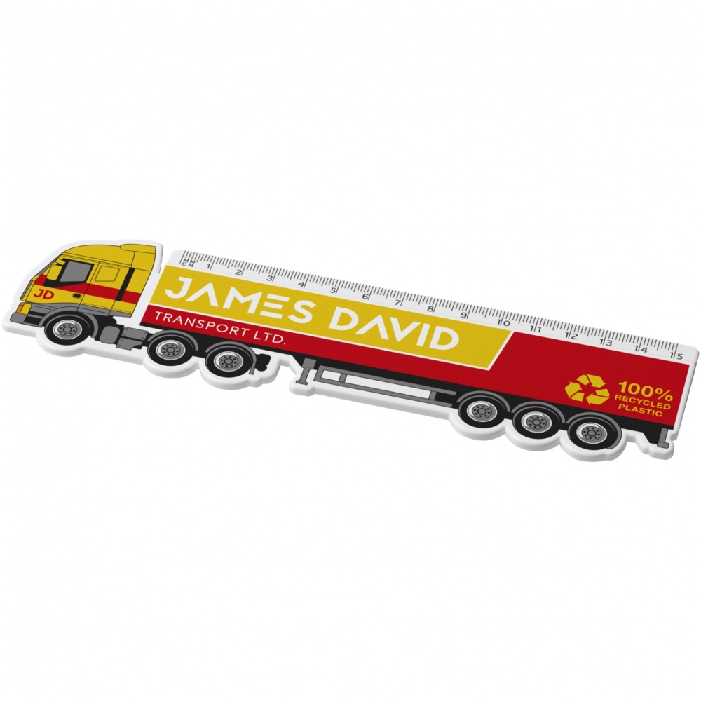 Logotrade advertising product image of: Tait 15 cm lorry-shaped recycled plastic ruler