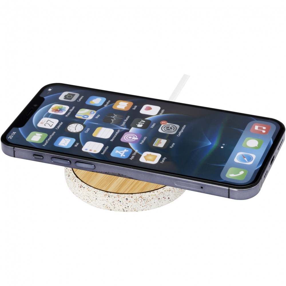 Logo trade promotional merchandise photo of: Terrazzo 10W wireless bamboo charging pad