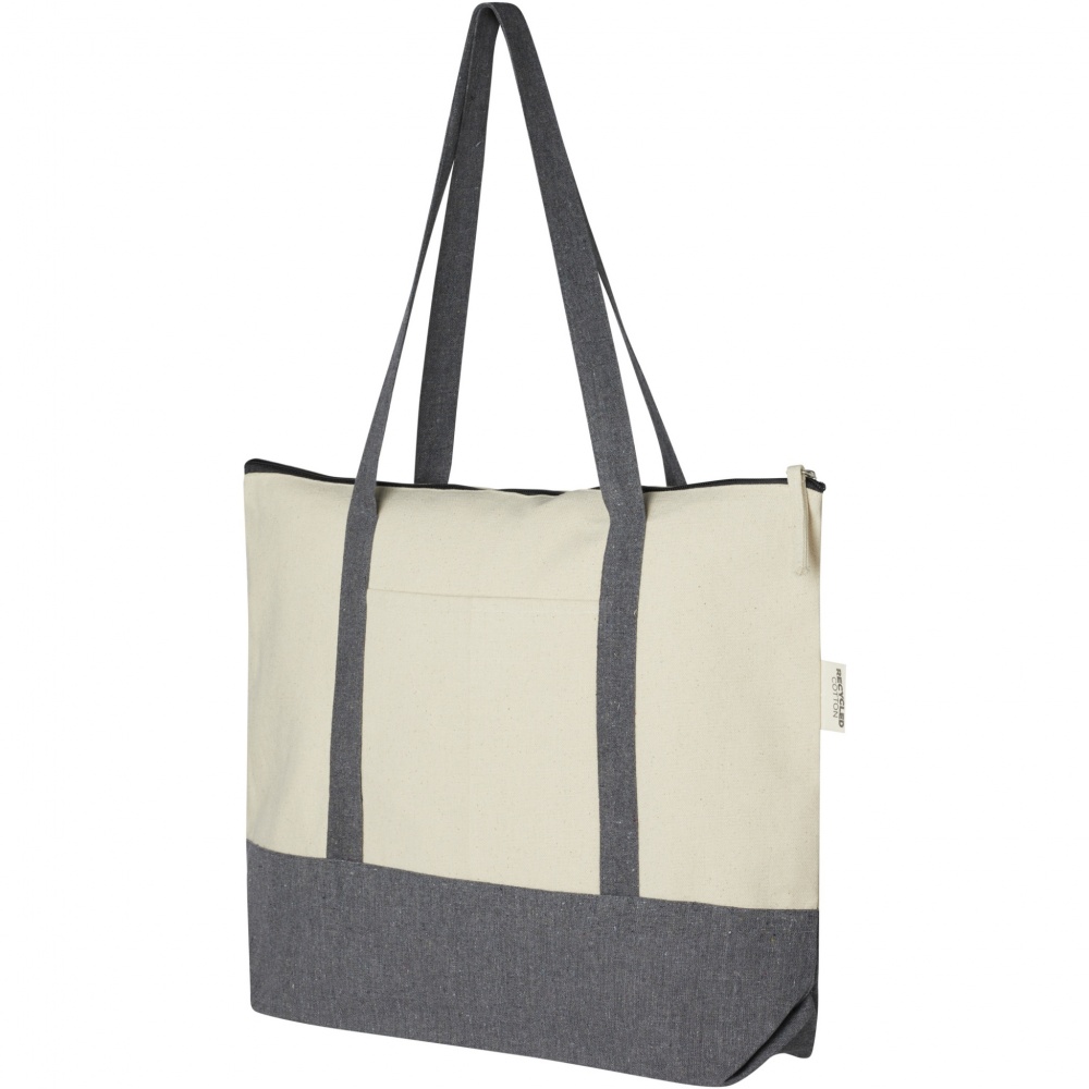 Logotrade advertising products photo of: Repose 320 g/m² recycled cotton zippered tote bag 10L