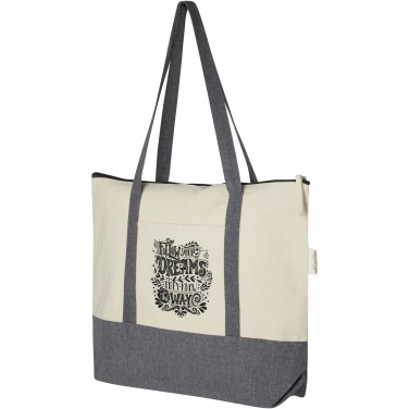 Logotrade advertising product picture of: Repose 320 g/m² recycled cotton zippered tote bag 10L