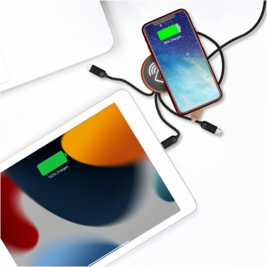 Logo trade business gift photo of: SCX.design C40 5-in-1 rPET light-up logo charging cable and 10W charging pad
