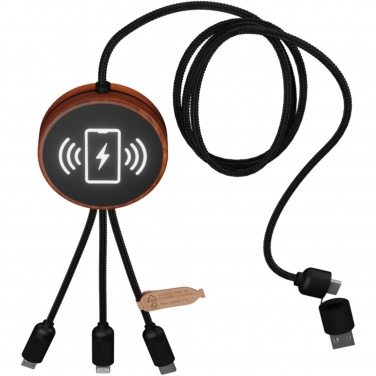 Logotrade promotional giveaways photo of: SCX.design C40 5-in-1 rPET light-up logo charging cable and 10W charging pad