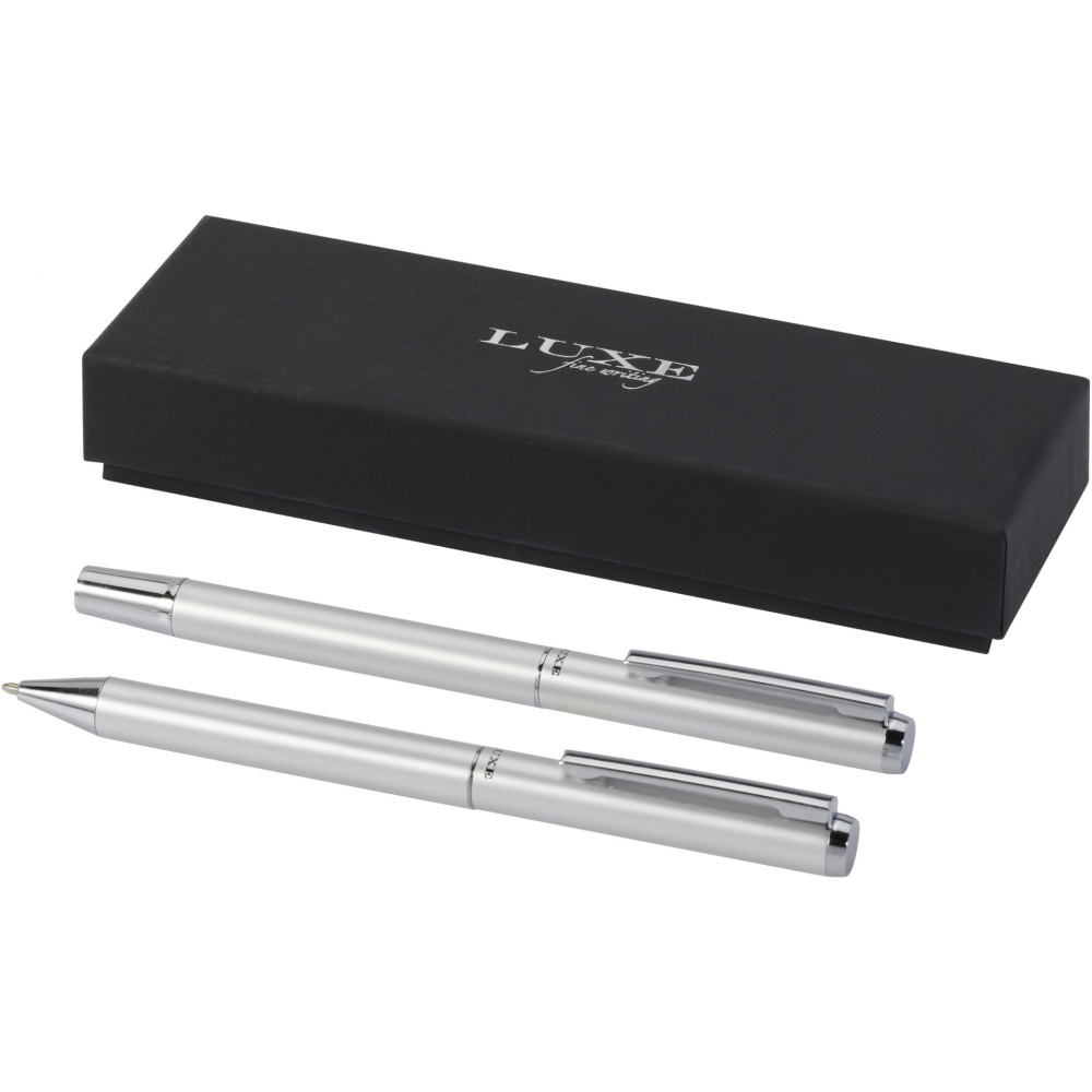 Logo trade promotional giveaways picture of: Lucetto recycled aluminium ballpoint and rollerball pen gift set