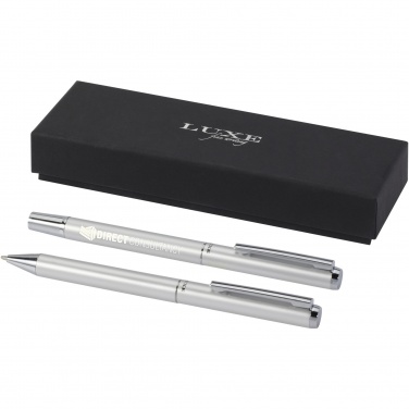 Logo trade promotional merchandise picture of: Lucetto recycled aluminium ballpoint and rollerball pen gift set