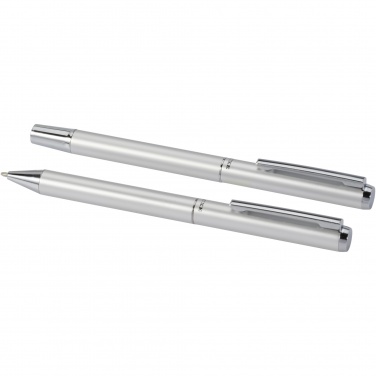 Logotrade corporate gift image of: Lucetto recycled aluminium ballpoint and rollerball pen gift set