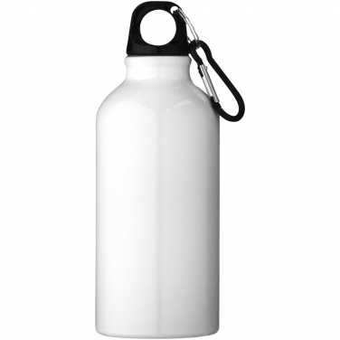 Logotrade promotional gift image of: Oregon 400 ml RCS certified recycled aluminium water bottle with carabiner