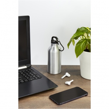 Logo trade promotional product photo of: Oregon 400 ml RCS certified recycled aluminium water bottle with carabiner