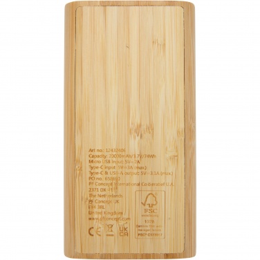 Logo trade promotional product photo of: Tulda 20.000 mAh bamboo power bank