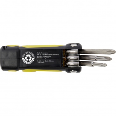 Logo trade promotional product photo of: Octo 8-in-1 RCS recycled plastic screwdriver set with torch