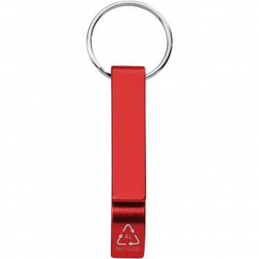 Logo trade promotional gifts image of: Tao RCS recycled aluminium bottle and can opener with keychain 