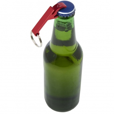 Logo trade promotional giveaway photo of: Tao RCS recycled aluminium bottle and can opener with keychain 