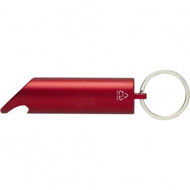 Logo trade promotional giveaways image of: Flare RCS recycled aluminium IPX LED light and bottle opener with keychain