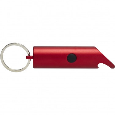 Logo trade advertising product photo of: Flare RCS recycled aluminium IPX LED light and bottle opener with keychain