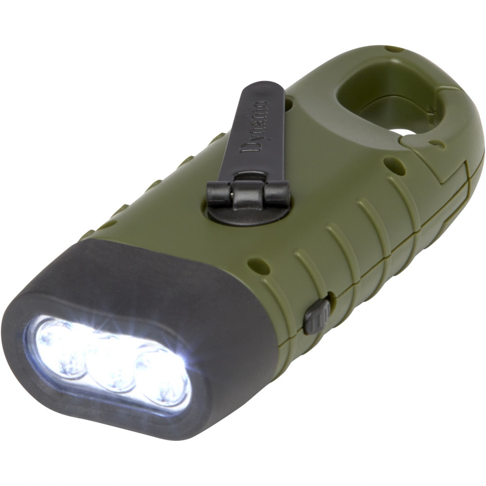 Logotrade promotional giveaway picture of: Helios recycled plastic solar dynamo flashlight with carabiner