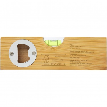 Logo trade business gift photo of: Flush bamboo spirit level with bottle opener