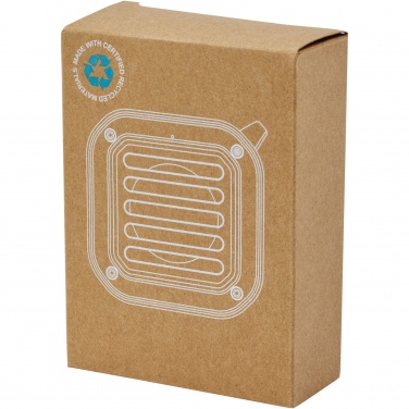 Logo trade promotional item photo of: Solo 3W IPX5 RCS recycled plastic solar Bluetooth® speaker with carabiner 