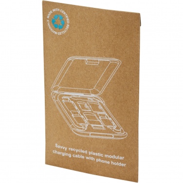 Logotrade advertising product image of: Savvy recycled plastic modular charging cable with phone holder