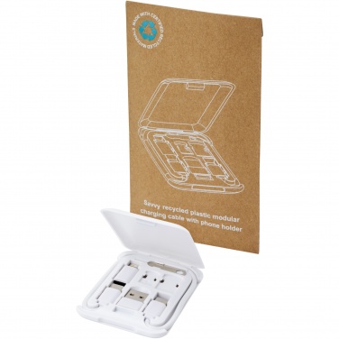 Logotrade promotional gift image of: Savvy recycled plastic modular charging cable with phone holder