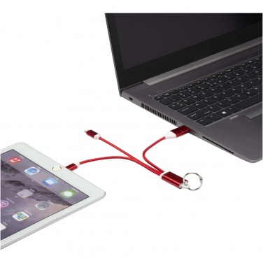 Logotrade promotional gift image of: Metal 4-in-1 recycled aluminium charging cable with keychain