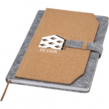 Logotrade promotional product picture of: Viviana A5 recycled felt and cork notebook