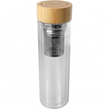 Logo trade promotional giveaways image of: Bailey 400 ml borsilicate glass infuser bottle with bamboo lid