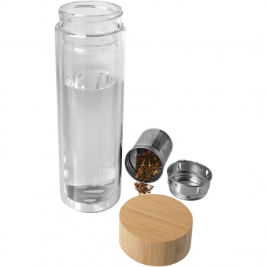 Logotrade promotional gift image of: Bailey 400 ml borsilicate glass infuser bottle with bamboo lid