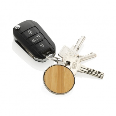 Logotrade promotional giveaway image of: RCS recycled zinc alloy round keychain with bamboo