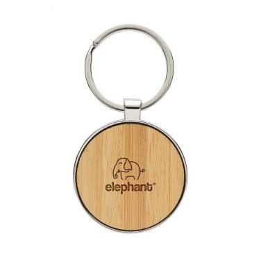Logo trade business gifts image of: RCS recycled zinc alloy round keychain with bamboo