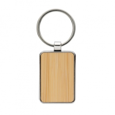 Logo trade promotional gift photo of: RCS recycled zinc alloy rectangle keychain with bamboo