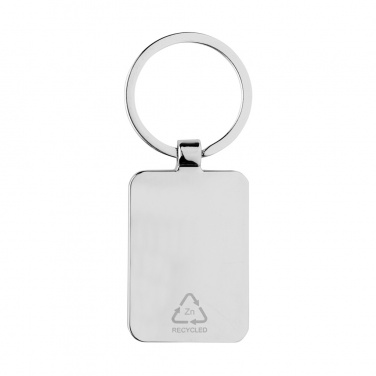 Logo trade promotional merchandise picture of: RCS recycled zinc alloy rectangle keychain with bamboo