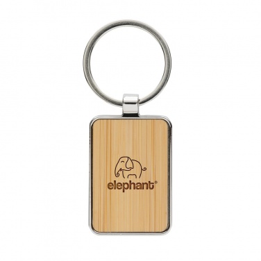 Logo trade business gift photo of: RCS recycled zinc alloy rectangle keychain with bamboo