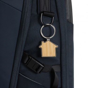 Logo trade promotional items image of: RCS recycled zinc alloy house keychain with bamboo